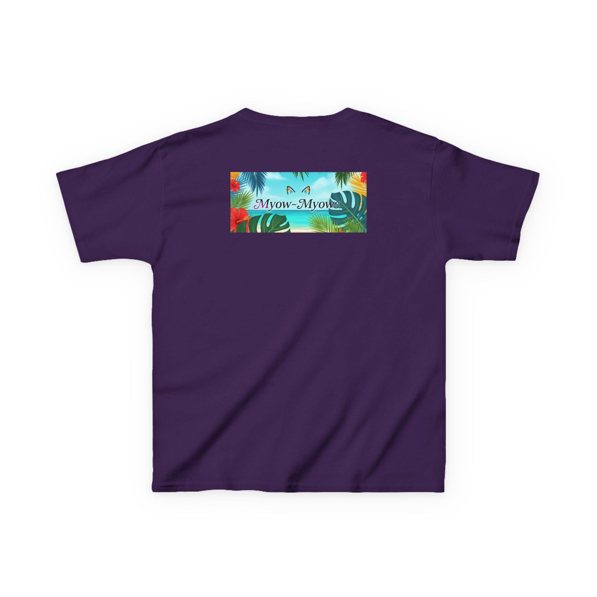 Kids Tropical Cat Tee, Cute Cat T-Shirt, Summer Fun Top, Birthday Gift for Kids, Animal Lover Kidswear