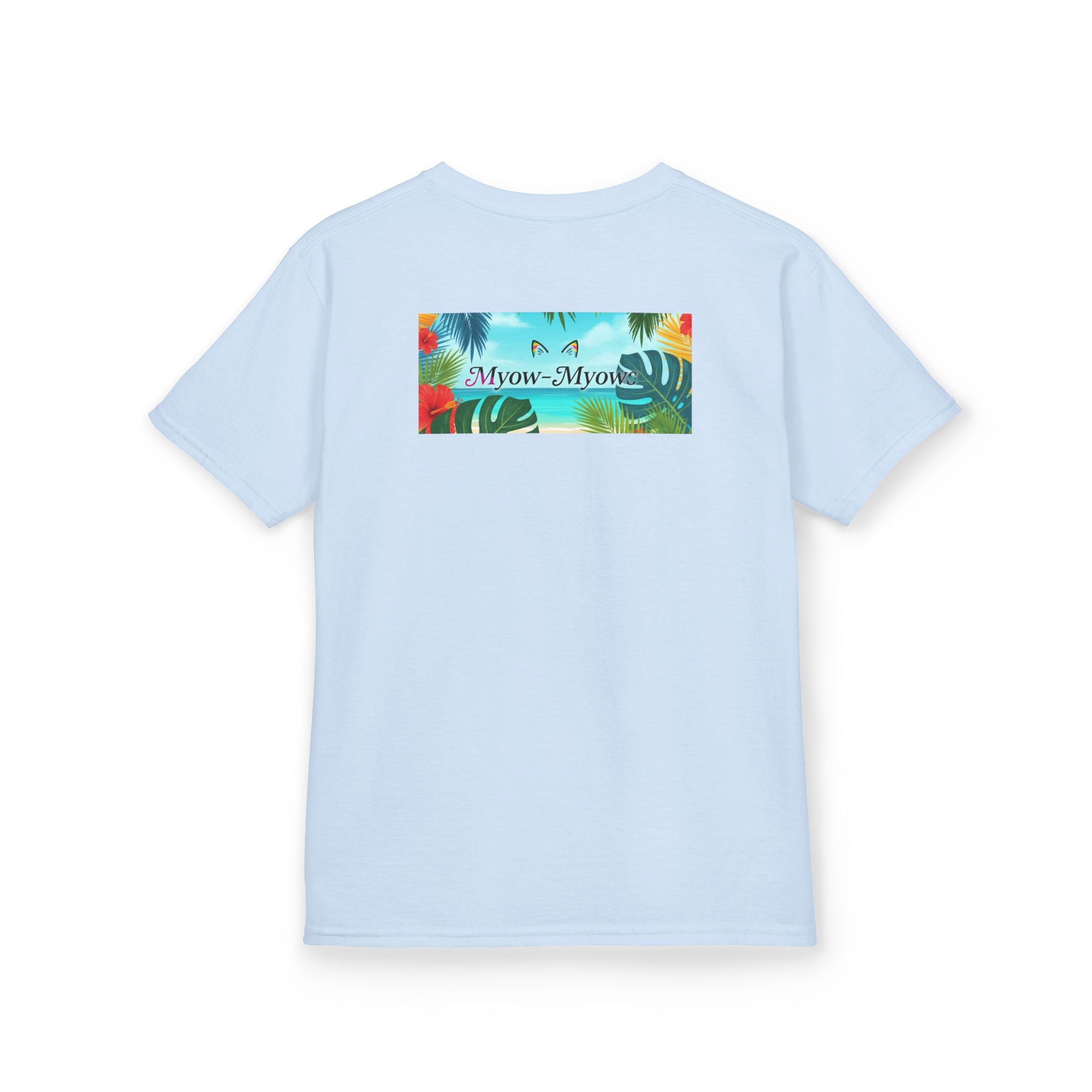 Kids Tropical Cat Tee, Cute Cat T-Shirt, Summer Fun Top, Birthday Gift for Kids, Animal Lover Kidswear