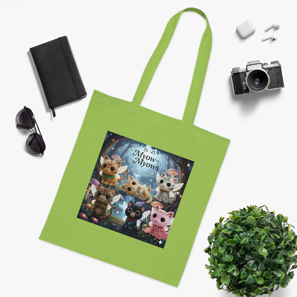 Whimsical Cat-Themed Cotton Tote Bag, Perfect for Cat Lovers, Eco-Friendly Shopping Bag, Gift for Birthdays & Holidays, Mew Mew Design