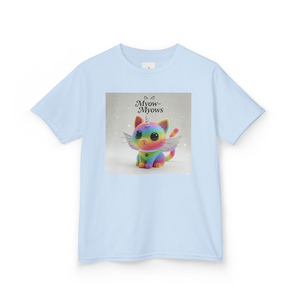 Rainbow Kitty Tee, Cute Kids T-Shirt, Fun Gift for Birthdays, Pajama Parties, Cartoon Lovers, Colorful Kids Apparel