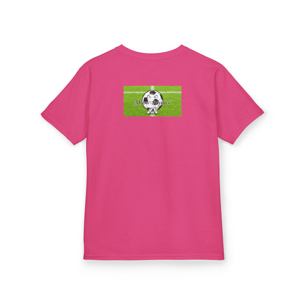 Kids Soccer Cat Tee - For Young Cat Lovers, Perfect Gift for Birthdays, Sports Events, and Pet Lovers, Kids Heavy Cotton T-Shirt