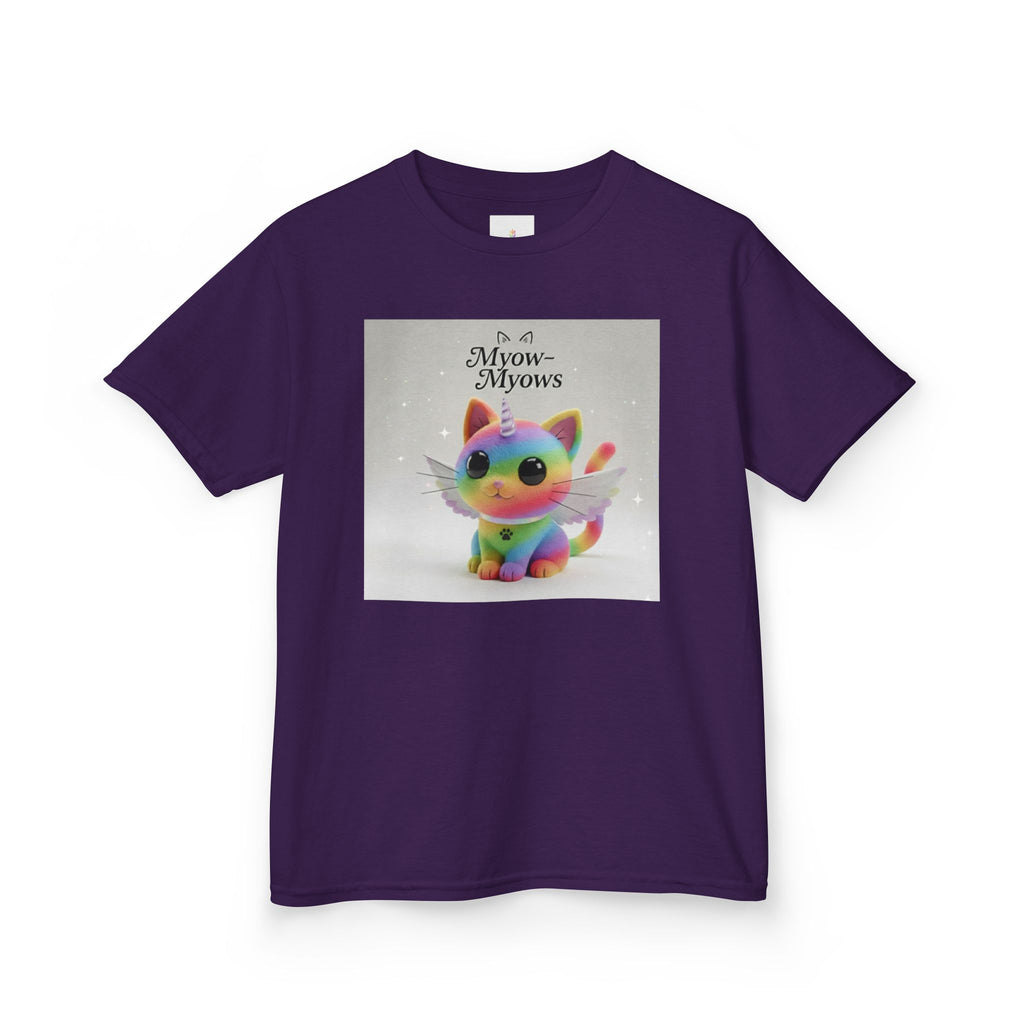 Rainbow Kitty Tee, Cute Kids T-Shirt, Fun Gift for Birthdays, Pajama Parties, Cartoon Lovers, Colorful Kids Apparel