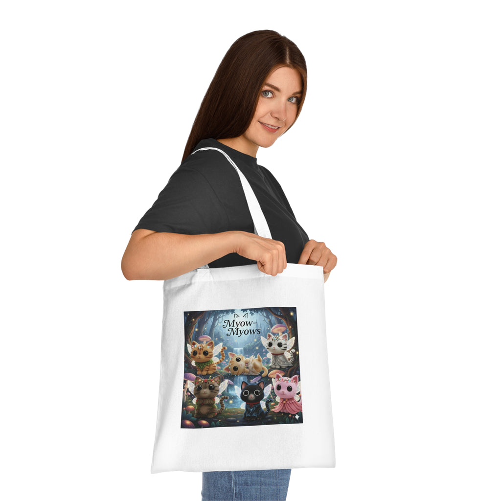 Whimsical Cat-Themed Cotton Tote Bag, Perfect for Cat Lovers, Eco-Friendly Shopping Bag, Gift for Birthdays & Holidays, Mew Mew Design
