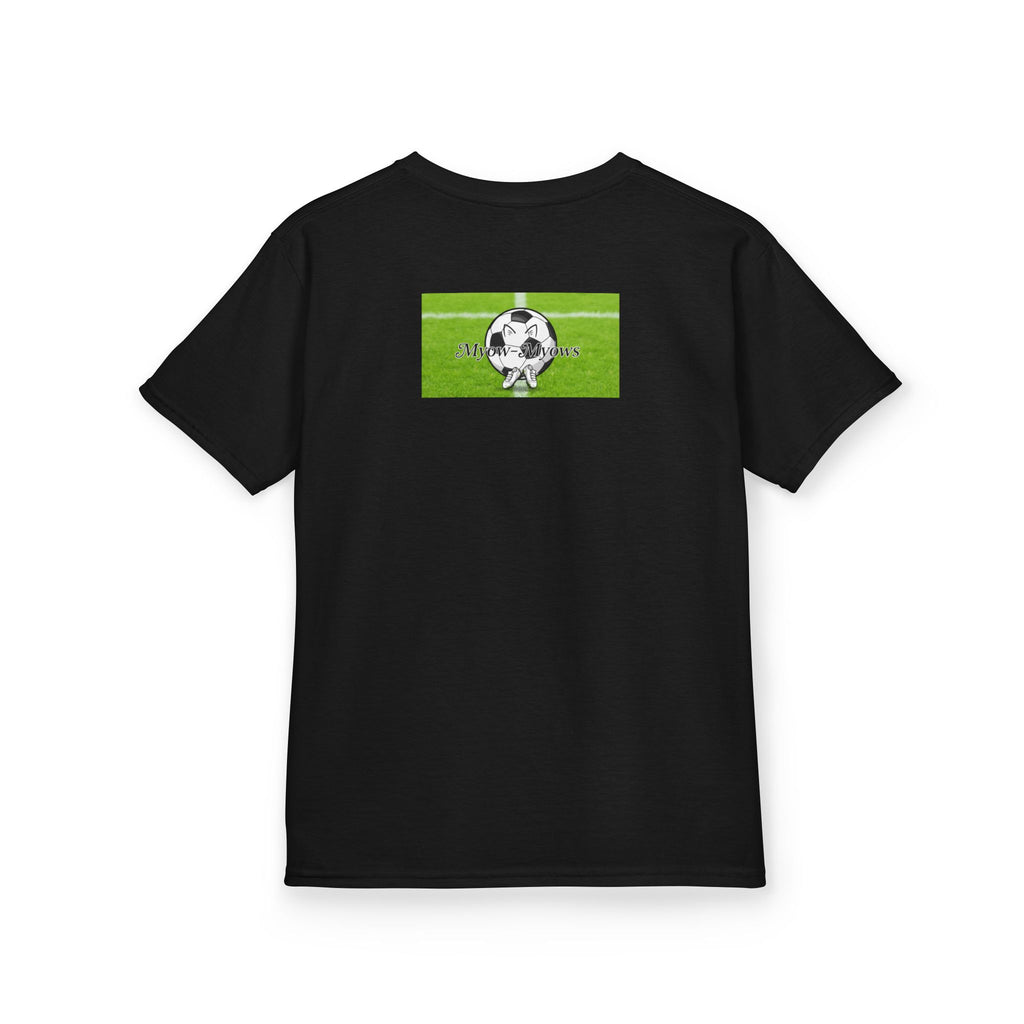 Kids Soccer Cat Tee - For Young Cat Lovers, Perfect Gift for Birthdays, Sports Events, and Pet Lovers, Kids Heavy Cotton T-Shirt