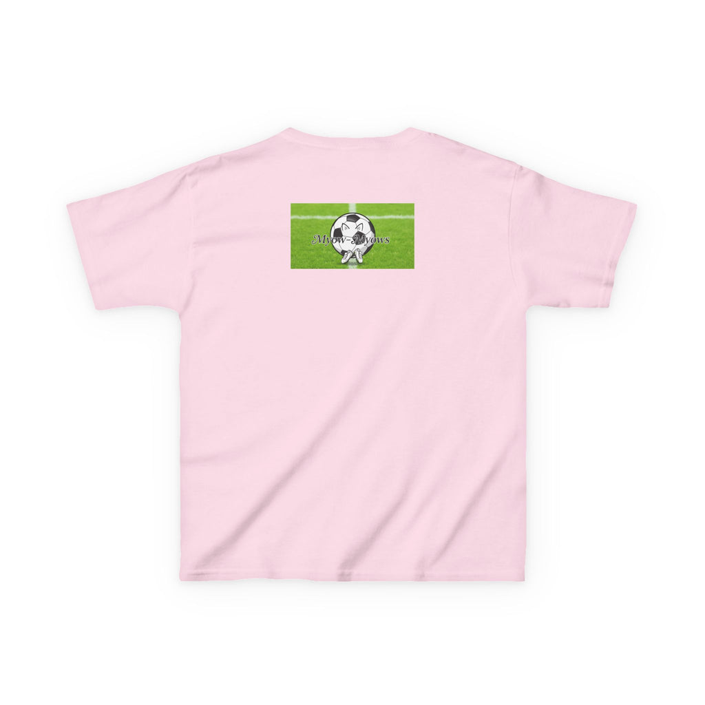 Kids Soccer Cat Tee - For Young Cat Lovers, Perfect Gift for Birthdays, Sports Events, and Pet Lovers, Kids Heavy Cotton T-Shirt