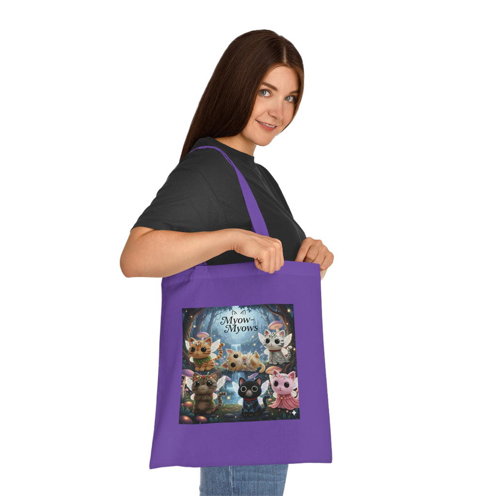 Whimsical Cat-Themed Cotton Tote Bag, Perfect for Cat Lovers, Eco-Friendly Shopping Bag, Gift for Birthdays & Holidays, Mew Mew Design