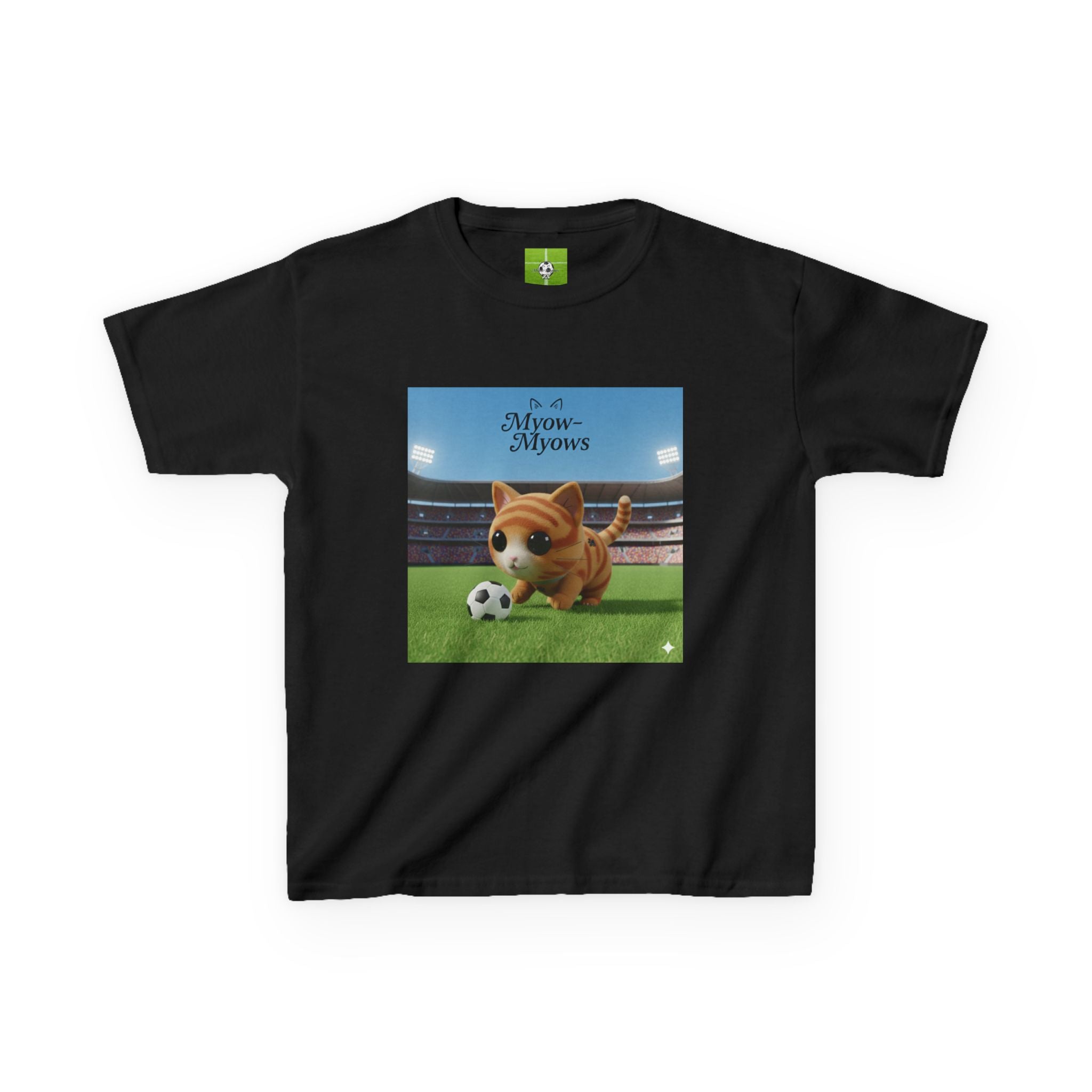Kids Soccer Cat Tee - For Young Cat Lovers, Perfect Gift for Birthdays, Sports Events, and Pet Lovers, Kids Heavy Cotton T-Shirt
