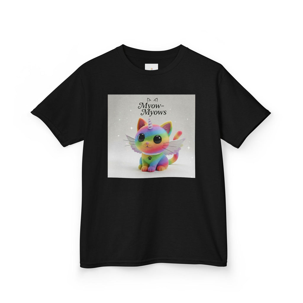 Rainbow Kitty Tee, Cute Kids T-Shirt, Fun Gift for Birthdays, Pajama Parties, Cartoon Lovers, Colorful Kids Apparel