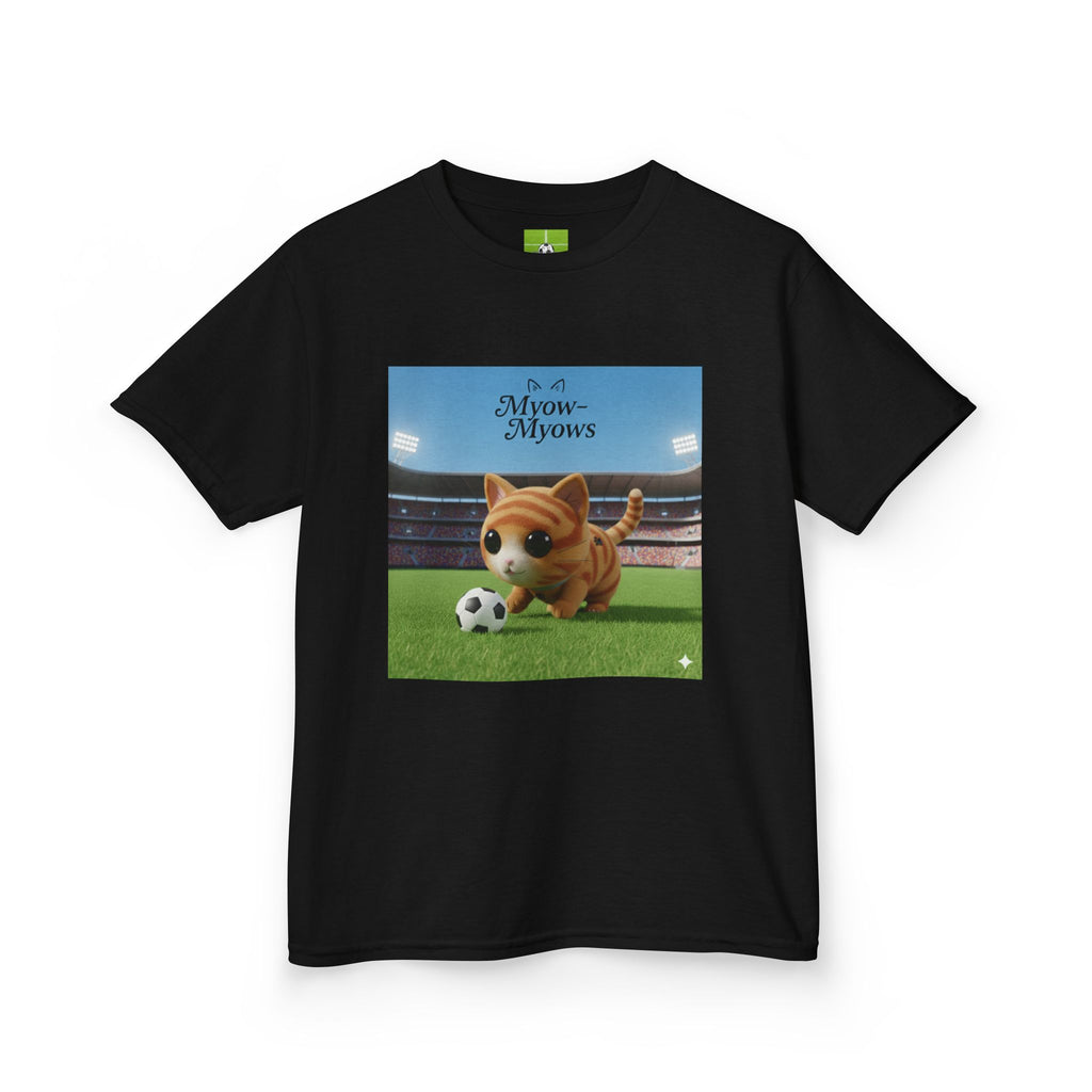 Kids Soccer Cat Tee - For Young Cat Lovers, Perfect Gift for Birthdays, Sports Events, and Pet Lovers, Kids Heavy Cotton T-Shirt