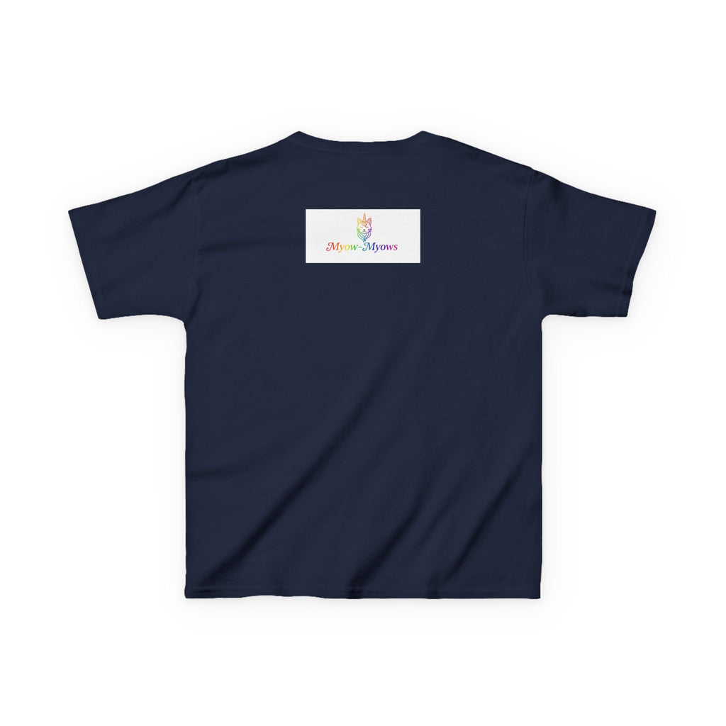 Rainbow Kitty Tee, Cute Kids T-Shirt, Fun Gift for Birthdays, Pajama Parties, Cartoon Lovers, Colorful Kids Apparel