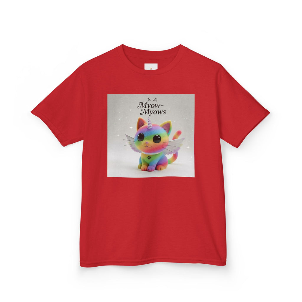 Rainbow Kitty Tee, Cute Kids T-Shirt, Fun Gift for Birthdays, Pajama Parties, Cartoon Lovers, Colorful Kids Apparel