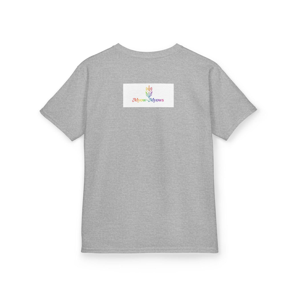 Rainbow Kitty Tee, Cute Kids T-Shirt, Fun Gift for Birthdays, Pajama Parties, Cartoon Lovers, Colorful Kids Apparel