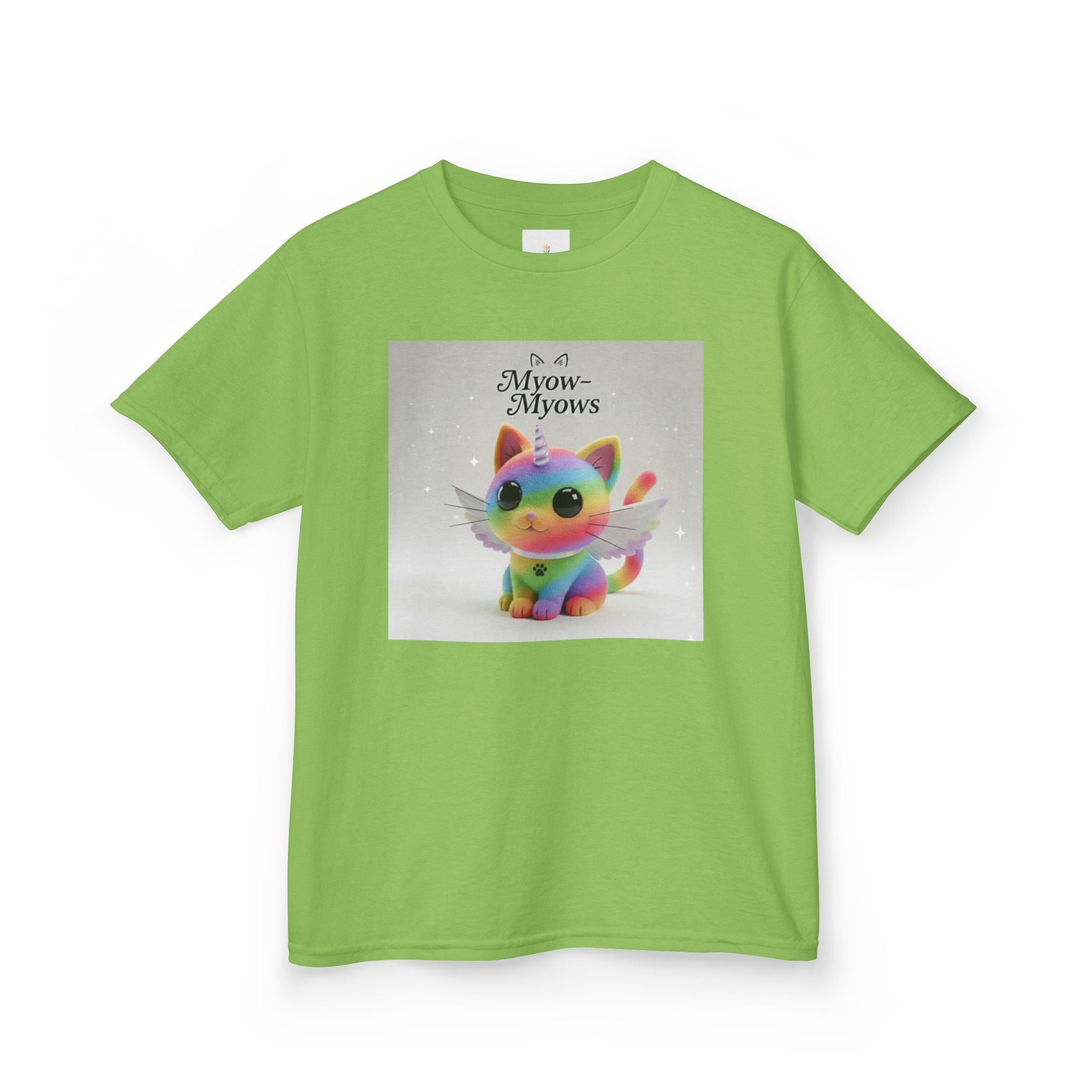 Rainbow Kitty Tee, Cute Kids T-Shirt, Fun Gift for Birthdays, Pajama Parties, Cartoon Lovers, Colorful Kids Apparel