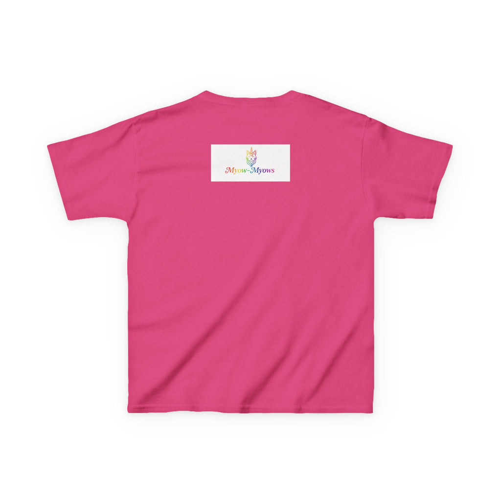 Rainbow Kitty Tee, Cute Kids T-Shirt, Fun Gift for Birthdays, Pajama Parties, Cartoon Lovers, Colorful Kids Apparel