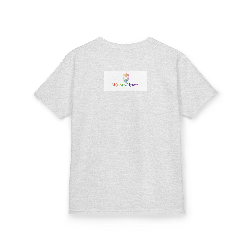 Rainbow Kitty Tee, Cute Kids T-Shirt, Fun Gift for Birthdays, Pajama Parties, Cartoon Lovers, Colorful Kids Apparel