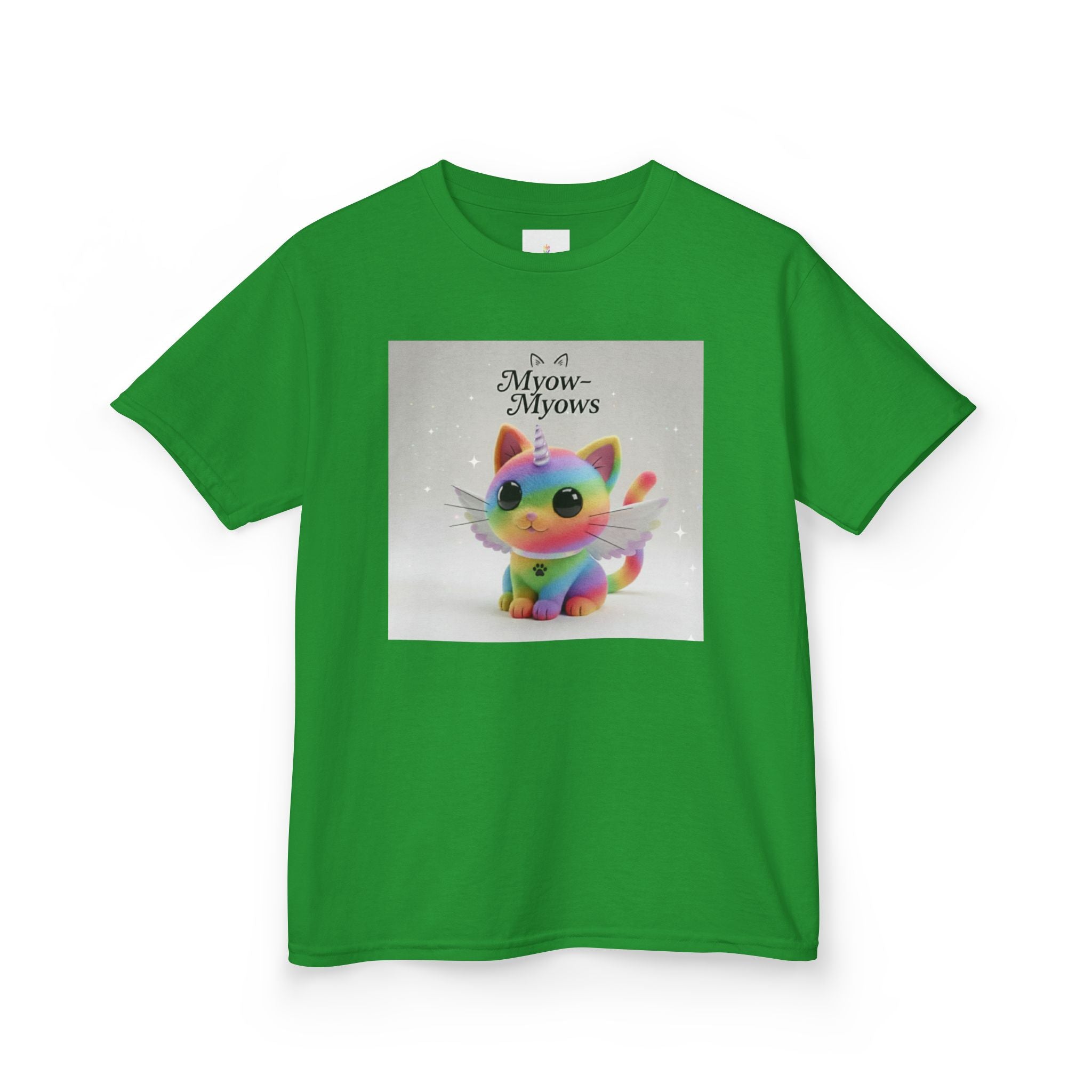 Rainbow Kitty Tee, Cute Kids T-Shirt, Fun Gift for Birthdays, Pajama Parties, Cartoon Lovers, Colorful Kids Apparel