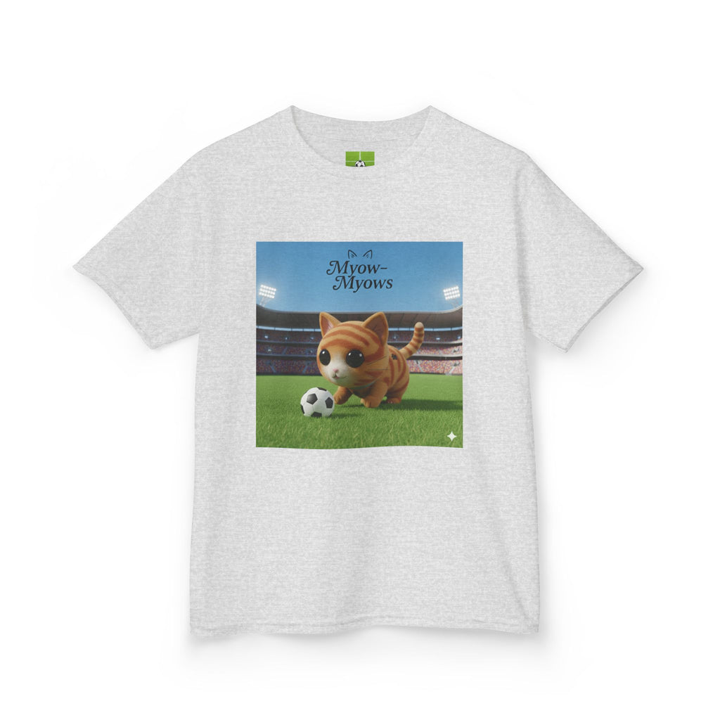 Kids Soccer Cat Tee - For Young Cat Lovers, Perfect Gift for Birthdays, Sports Events, and Pet Lovers, Kids Heavy Cotton T-Shirt