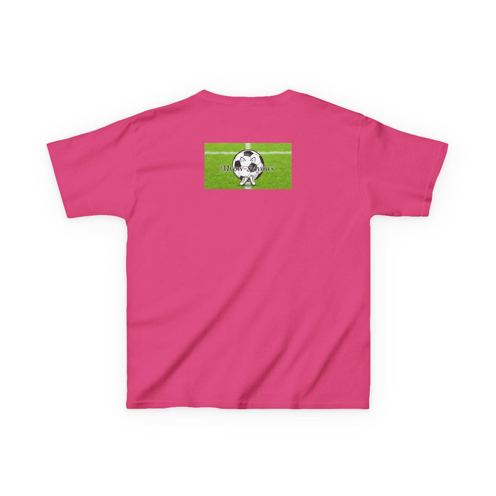 Kids Soccer Cat Tee - For Young Cat Lovers, Perfect Gift for Birthdays, Sports Events, and Pet Lovers, Kids Heavy Cotton T-Shirt