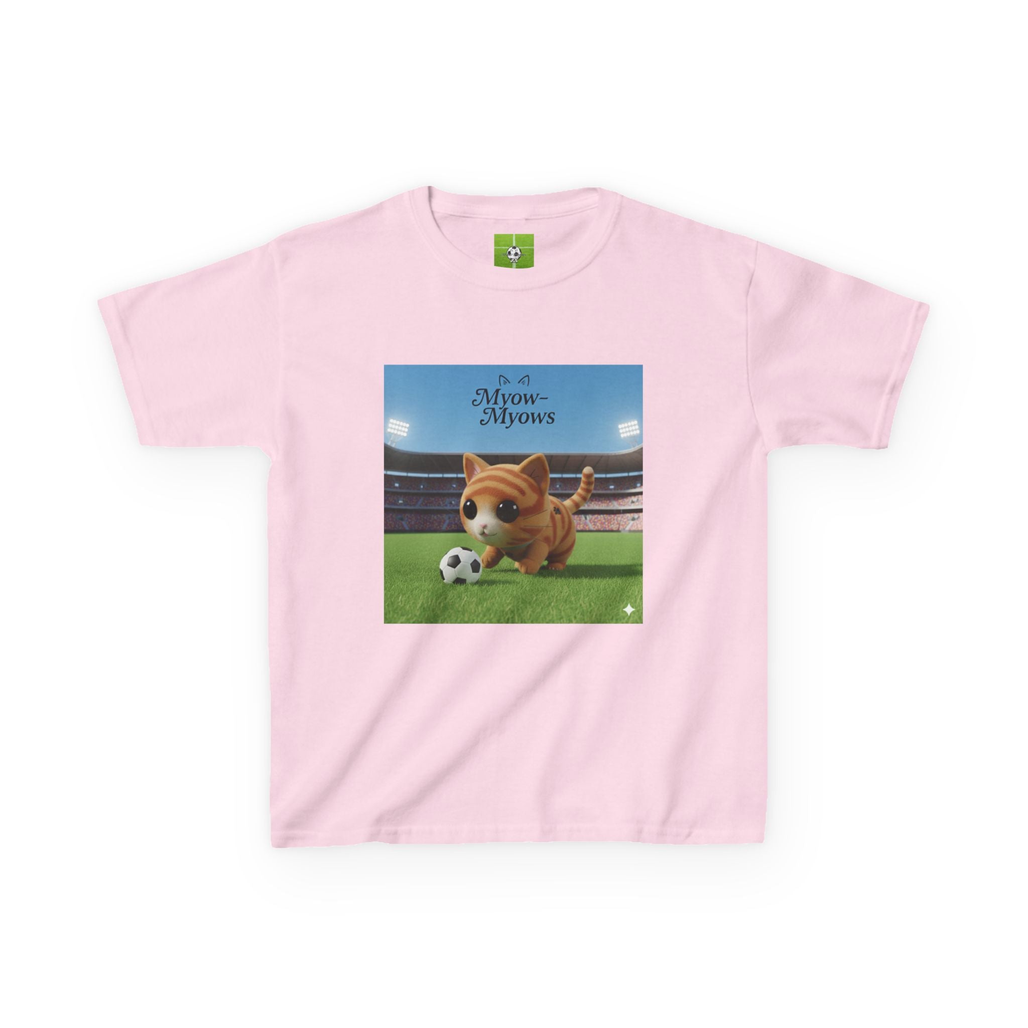 Kids Soccer Cat Tee - For Young Cat Lovers, Perfect Gift for Birthdays, Sports Events, and Pet Lovers, Kids Heavy Cotton T-Shirt