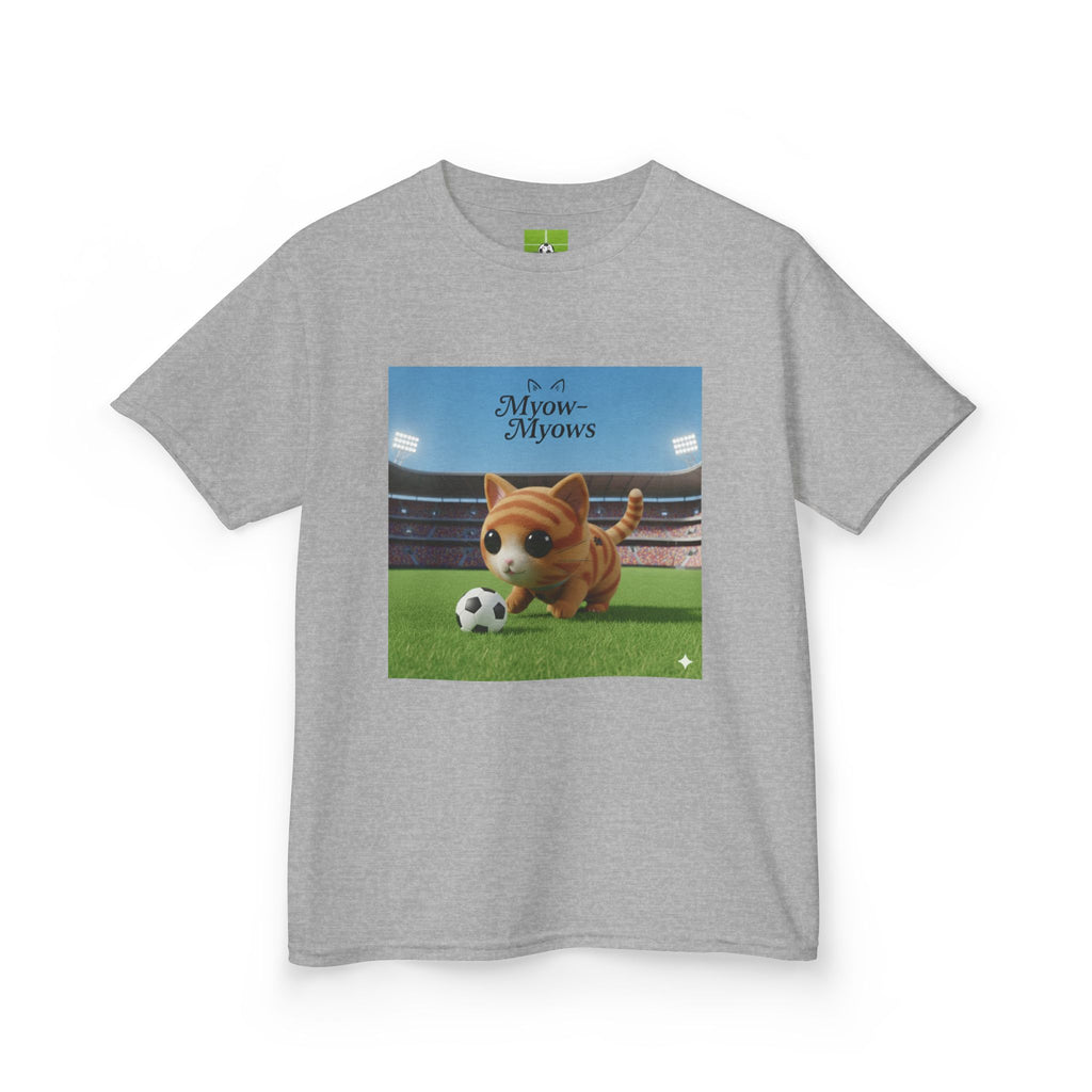 Kids Soccer Cat Tee - For Young Cat Lovers, Perfect Gift for Birthdays, Sports Events, and Pet Lovers, Kids Heavy Cotton T-Shirt
