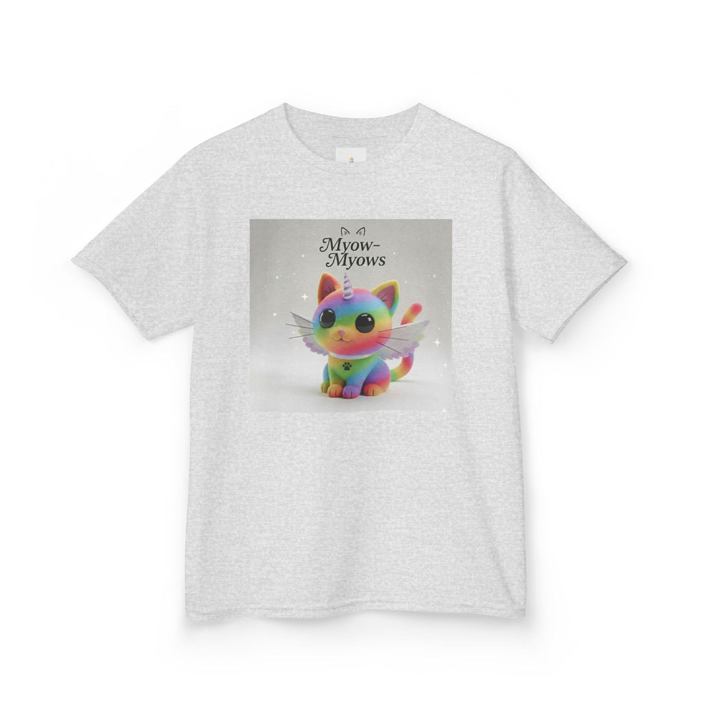 Rainbow Kitty Tee, Cute Kids T-Shirt, Fun Gift for Birthdays, Pajama Parties, Cartoon Lovers, Colorful Kids Apparel