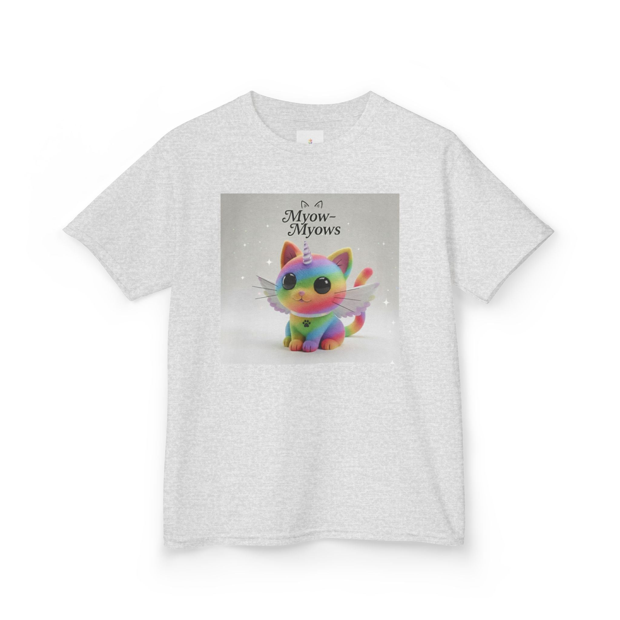 Rainbow Kitty Tee, Cute Kids T-Shirt, Fun Gift for Birthdays, Pajama Parties, Cartoon Lovers, Colorful Kids Apparel