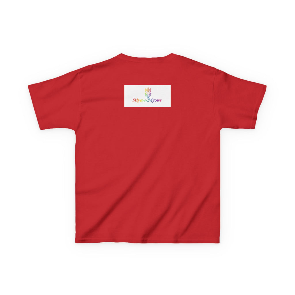 Rainbow Kitty Tee, Cute Kids T-Shirt, Fun Gift for Birthdays, Pajama Parties, Cartoon Lovers, Colorful Kids Apparel