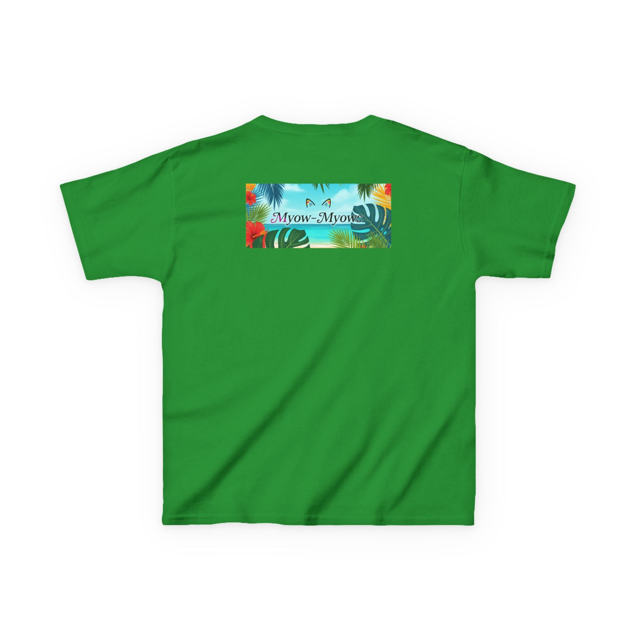 Kids Tropical Cat Tee, Cute Cat T-Shirt, Summer Fun Top, Birthday Gift for Kids, Animal Lover Kidswear