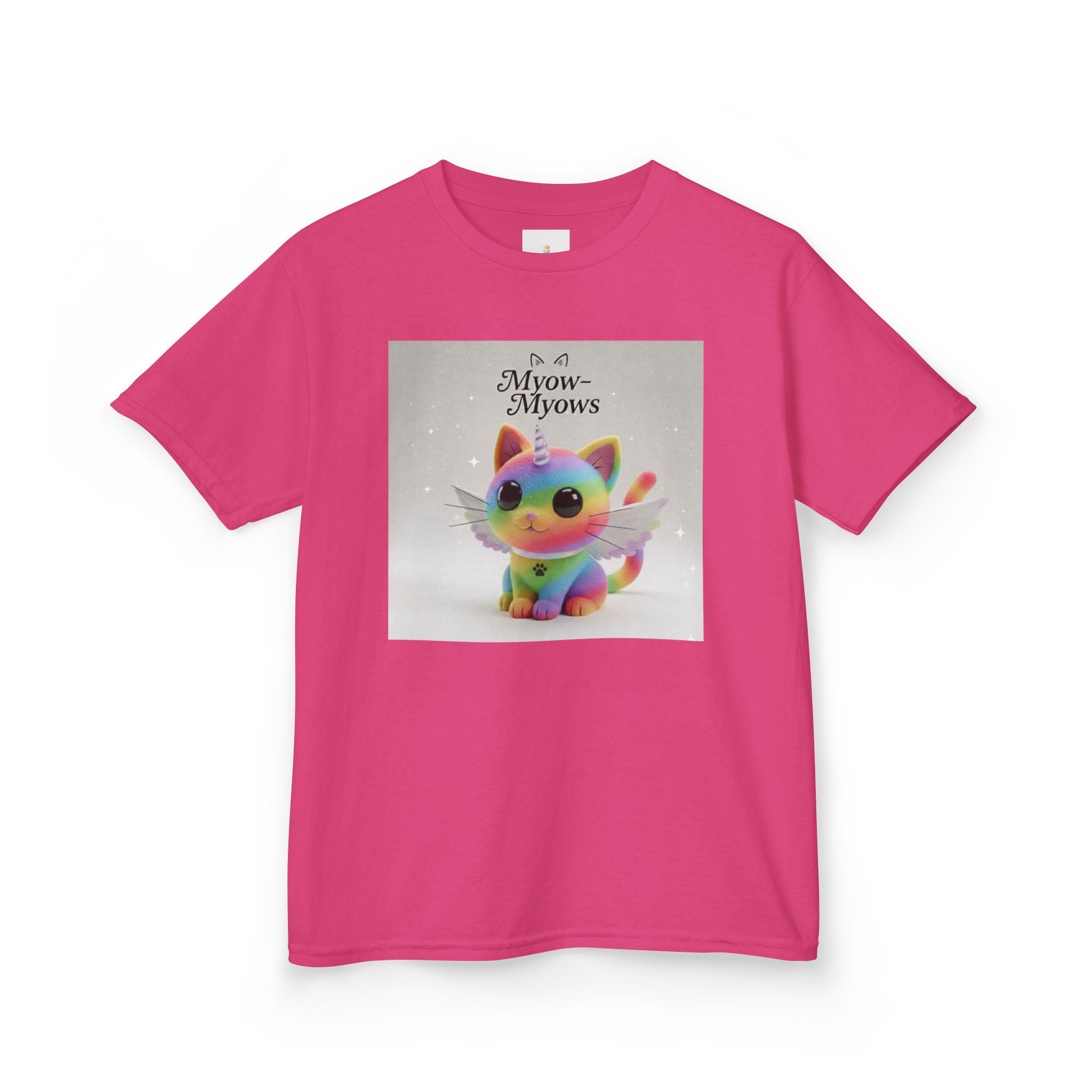 Rainbow Kitty Tee, Cute Kids T-Shirt, Fun Gift for Birthdays, Pajama Parties, Cartoon Lovers, Colorful Kids Apparel