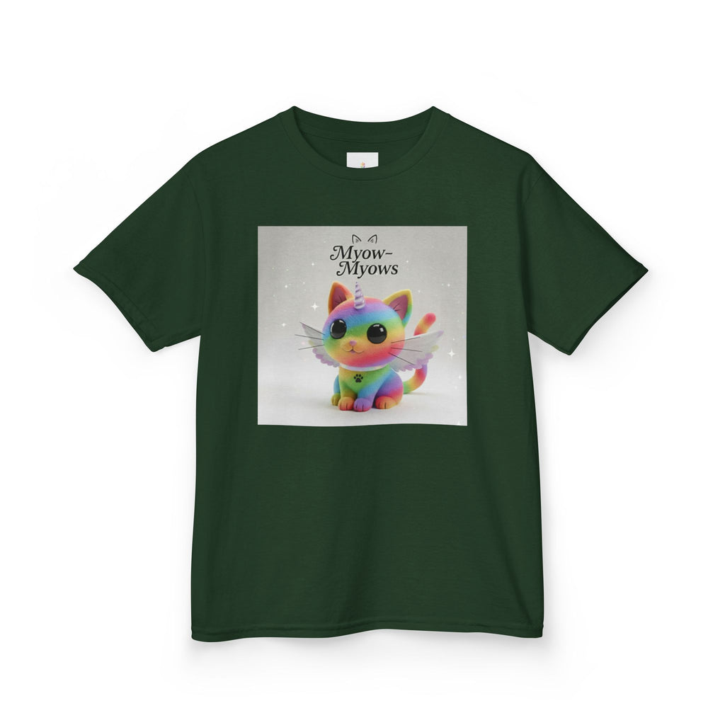 Rainbow Kitty Tee, Cute Kids T-Shirt, Fun Gift for Birthdays, Pajama Parties, Cartoon Lovers, Colorful Kids Apparel