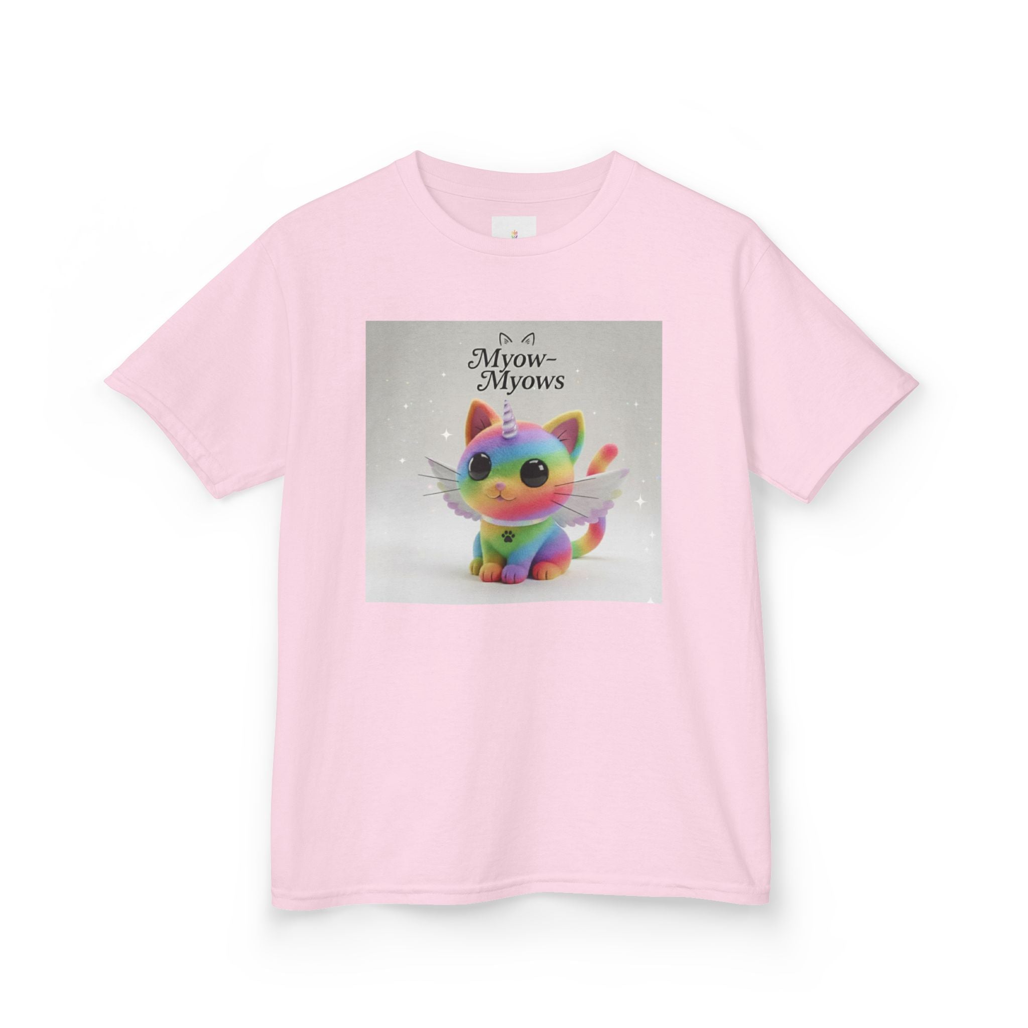 Rainbow Kitty Tee, Cute Kids T-Shirt, Fun Gift for Birthdays, Pajama Parties, Cartoon Lovers, Colorful Kids Apparel