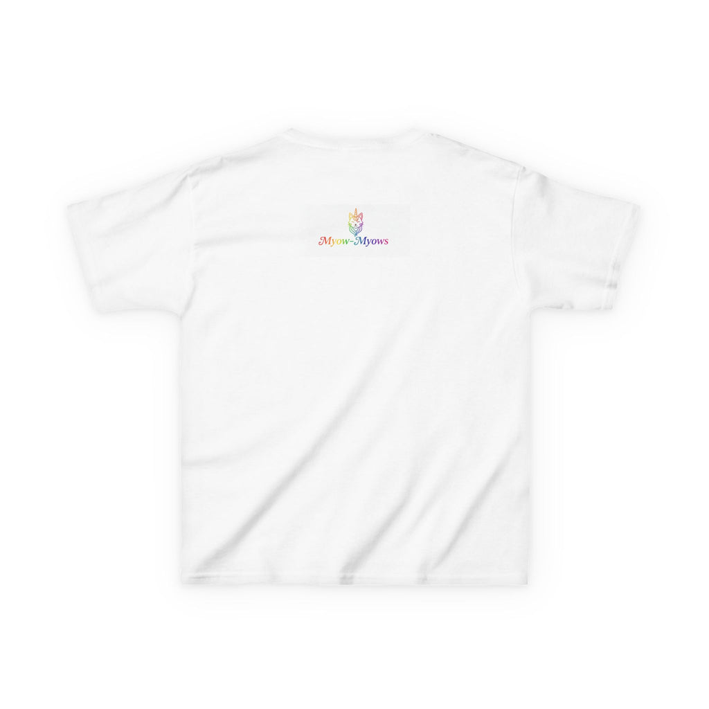 Rainbow Kitty Tee, Cute Kids T-Shirt, Fun Gift for Birthdays, Pajama Parties, Cartoon Lovers, Colorful Kids Apparel